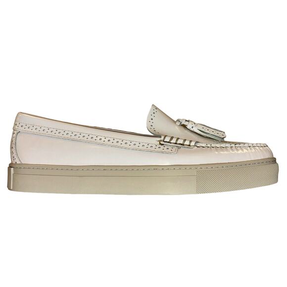 G.H.Bass Women's Loafer Sneakers Tassels Perforated Leather Size 10 White EUC - Picture 9 of 13